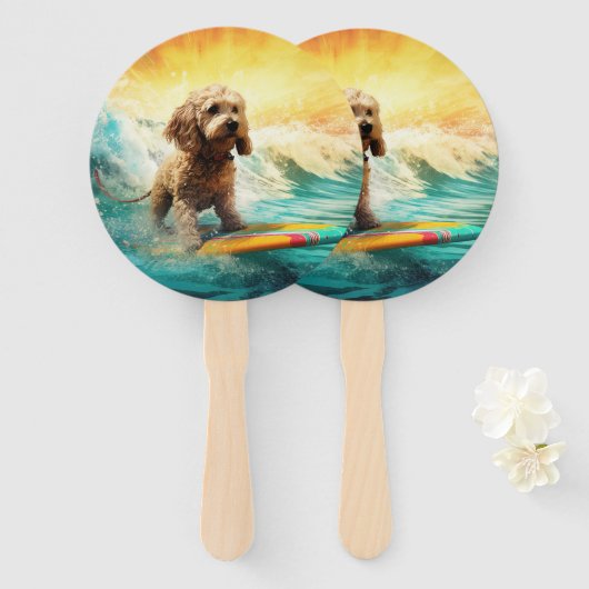 コックポービーチサーフィン絵画ズ ハンドファン (正面&裏面)