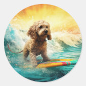 コックポービーチサーフィン絵画ズ ラウンドシール (正面)