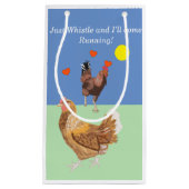 コックレルとチキンおもしろいバレンタイン スモールペーパーバッグ (正面)