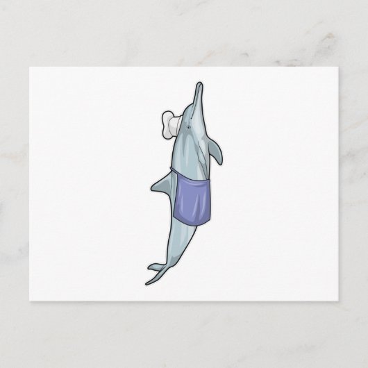 コック帽をかぶったイルカの料理人 ポストカード (正面)