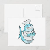 コック帽をかぶったサメの料理人 ポストカード (正面/裏面)