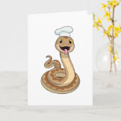 コック帽を被ったヘビのコック カード (黄色い花)