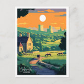 コッツウォルズイングランドアートヴィンテージトラベルイラストレーション ポストカード (正面)