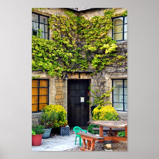 コッツウォルズコテージブルトンオンザウォーターUK ポスター (正面)