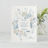 コッツウォルズブルーウィンター花模様ブライダルシャワー 招待状 (スタンド正面)