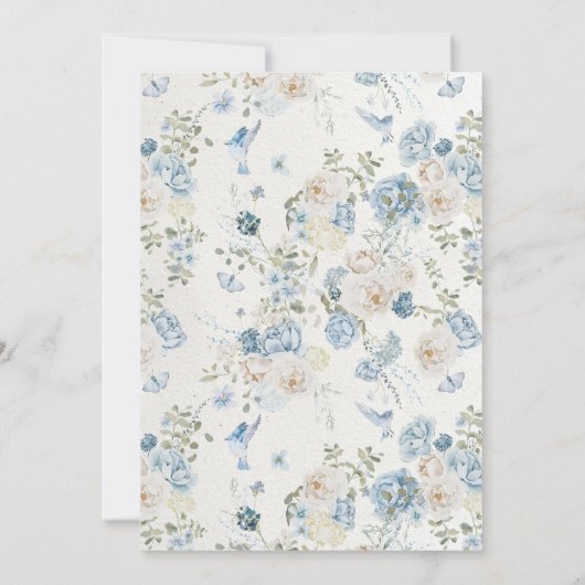コッツウォルズブルーウィンター花模様ブライダルシャワー 招待状 (裏面)