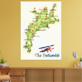 コッツウォルズヴィンテージマップ キャンバスプリント (インサイチュ (リビング))