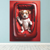 コットを取り付ける犬 キャンバスプリント (インサイチュ (ウッドフロア))