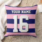 コットキャンディピンクネイビーブルーチームジャージ名門私立校風のストライプ クッション (ブランケット)