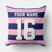 コットキャンディピンクネイビーブルーチームジャージ名門私立校風のストライプ クッション (正面)