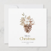 コットンと松ぼっくりのエレガントなクリスマスカード (正面)