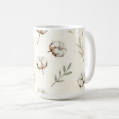 コットンの花のボタニカルパターン コーヒーマグカップ (正面右)