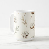 コットンの花のボタニカルパターン コーヒーマグカップ (正面左)
