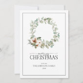 コットンウィンターグリーンリースメリークリスマスホリ シーズンカード (正面)