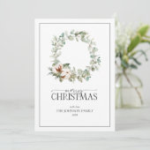 コットンウィンターグリーンリースメリークリスマスホリ シーズンカード (スタンド正面)