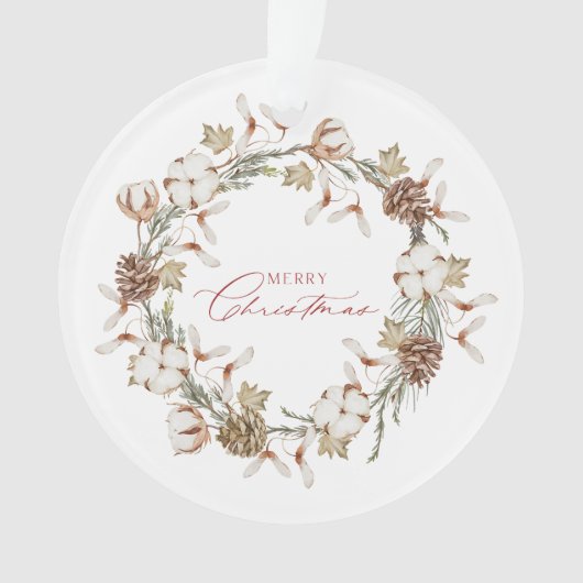 コットンエレガントとピネコーンクリスマスリース オーナメント (正面)