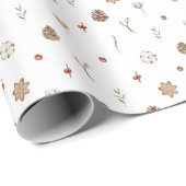 コットンエレガントとピネコーンクリスマスリース ラッピングペーパー (ロールコーナー)