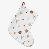 コットンエレガントとピネコーンクリスマスリース ラージクリスマスストッキング (正面 (吊り時))