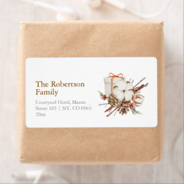 コットンエレガントブーケ付きクリスマスラベル ラベル