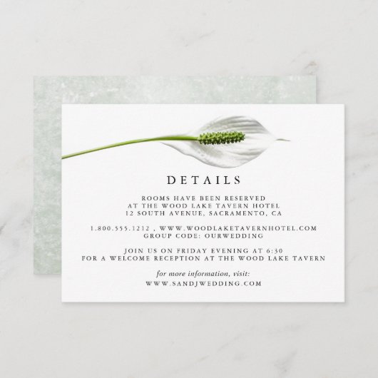 コットンエレガントホワイトピースリリーゲスト詳細 エンクロージャーカード (正面/裏面)