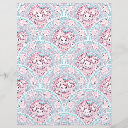 コットンキャンディかわいいバニーマンダラアールデコ紙 (正面)
