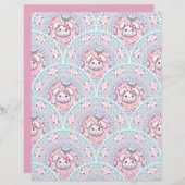 コットンキャンディかわいいバニーマンダラアールデコ紙 (正面/裏面)