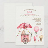 コットンキャンディとお菓子 招待状 (正面/裏面)