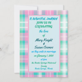 コットンキャンディのチェック柄の美しいレズビアン旅 招待状