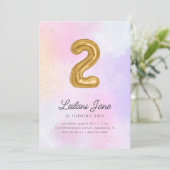 コットンキャンディウォーターカラーガールズ2ndバースデーバルーン 招待状 (スタンド正面)