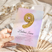 コットンキャンディウォーターカラーガールズ9th誕生日バルーン 招待状