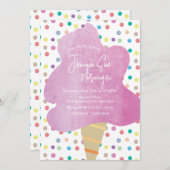 コットンキャンディウォーターカラードットカーニバル誕生日 招待状 (正面/裏面)