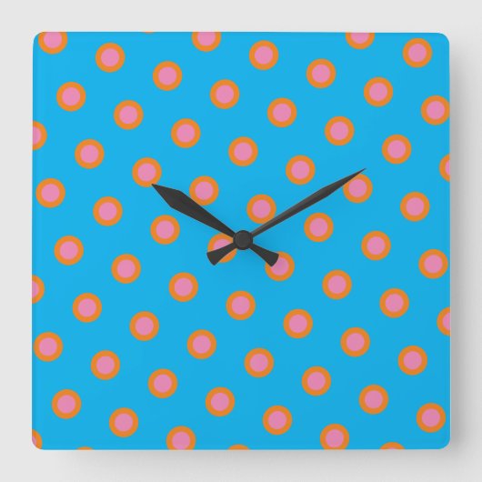 コットンキャンディカラーの壁掛け時計 スクエア壁時計 (正面)