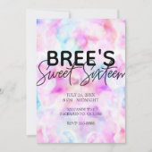 コットンキャンディカラーズウォーターカラーグラムスウィート16パーティー 招待状 (正面)