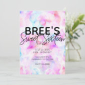 コットンキャンディカラーズウォーターカラーグラムスウィート16パーティー 招待状 (スタンド正面)