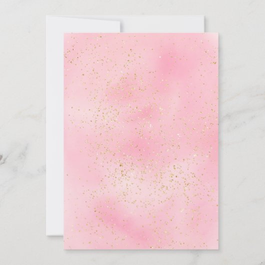 コットンキャンディグリッターネイビーピンクの水色の甘い16 招待状 (裏面)