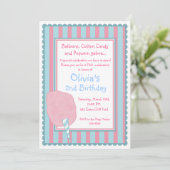 コットンキャンディサーカスカーニバル誕生日招待状 招待状 (スタンド正面)