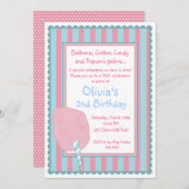 コットンキャンディサーカスカーニバル誕生日招待状 招待状 (正面/裏面)