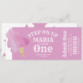 コットンキャンディサーカステント誕生日チケットパーティー 招待状 (正面/裏面)