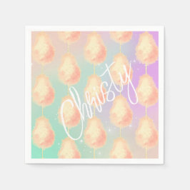 コットンキャンディスターダスト桃ティール（緑がかった色）パープルパステル スタンダードカクテルナプキン