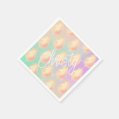 コットンキャンディスターダスト桃ティール(緑がかった色)パープルパステル スタンダードカクテルナプキン (角)