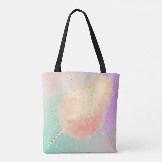 コットンキャンディスターダスト桃ティール(緑がかった色)パープルパステル トートバッグ (裏面)