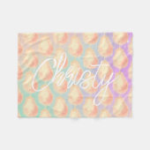 コットンキャンディスターダスト桃ティール（緑がかった色）パープルパステル フリースブランケット (正面(横))