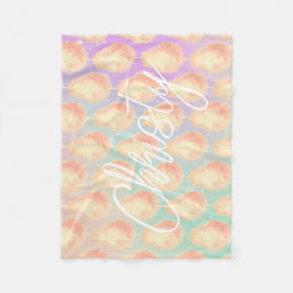 コットンキャンディスターダスト桃ティール（緑がかった色）パープルパステル フリースブランケット