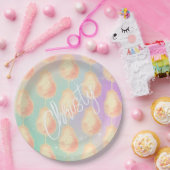 コットンキャンディスターダスト桃ティール(緑がかった色)パープルパステル ペーパープレート (パーティー)