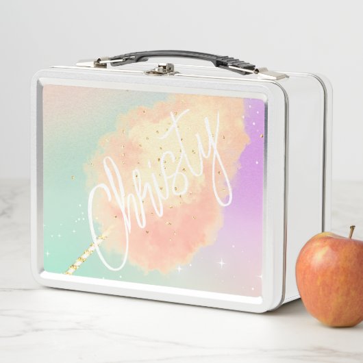 コットンキャンディスターダスト桃ティール(緑がかった色)パープルパステル メタルランチボックス (インサイチュ)