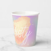 コットンキャンディスターダスト桃ティール(緑がかった色)パープルパステル 紙コップ (左)