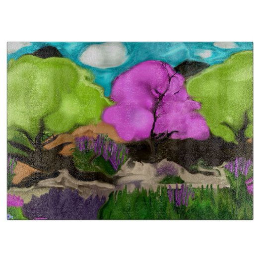 コットンキャンディツリーズ抽象芸術アート カッティングボード (正面)