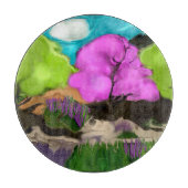 コットンキャンディツリーズ抽象芸術アート カッティングボード (正面)