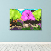 コットンキャンディツリーズ抽象芸術アート キャンバスプリント (インサイチュ (ウッドフロア))