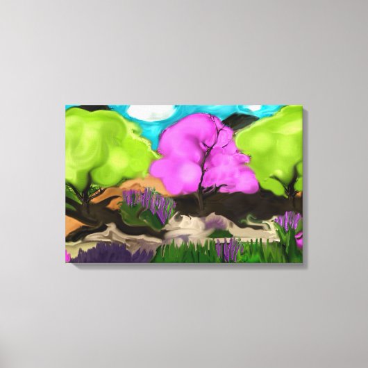 コットンキャンディツリーズ抽象芸術アート キャンバスプリント (正面)